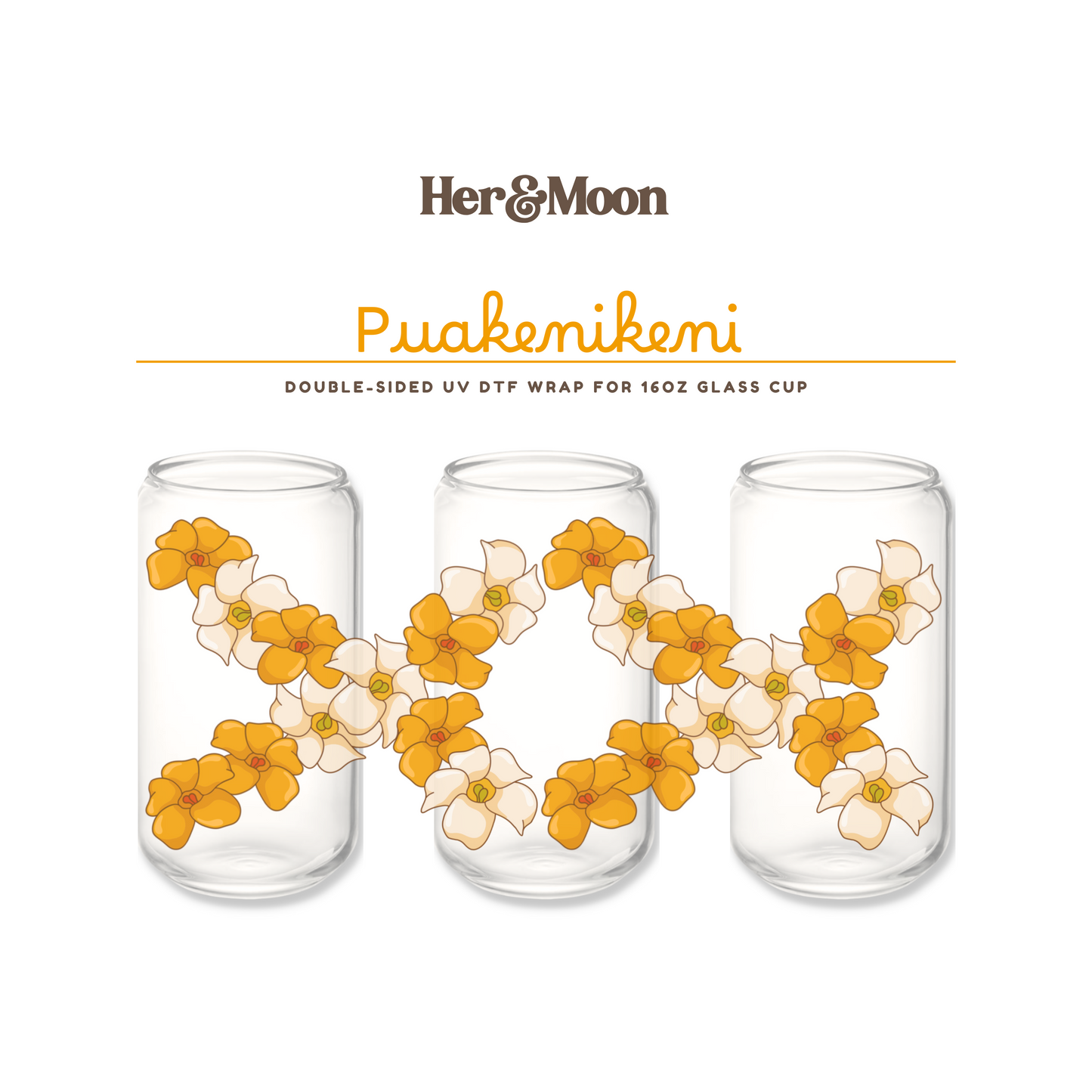 UV DTF Cup Wrap - PUAKENIKENI (CREAM/TANGERINE)