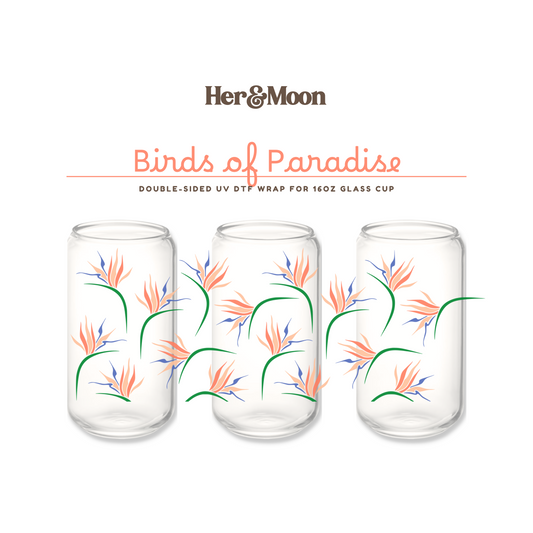 UV DTF Cup Wrap - BIRDS OF PARADISE (Orange)