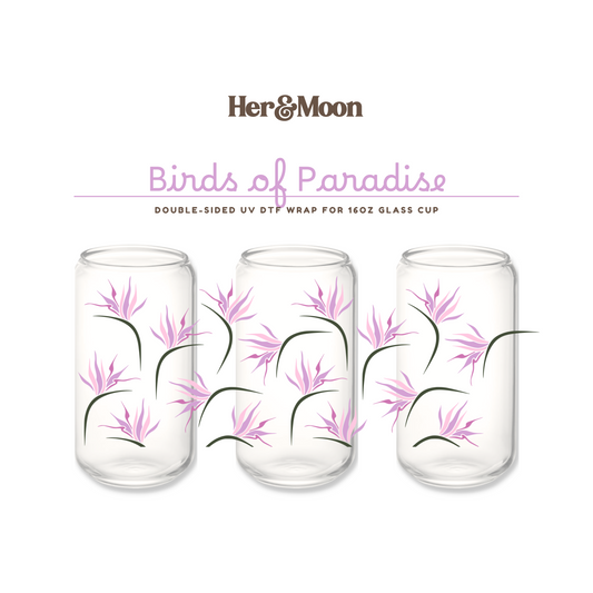 UV DTF Cup Wrap - BIRDS OF PARADISE (Purple)